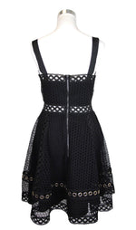 Maje Women's Fit / Flare Black Polyester Lace Eyelet Trim Dress (3)