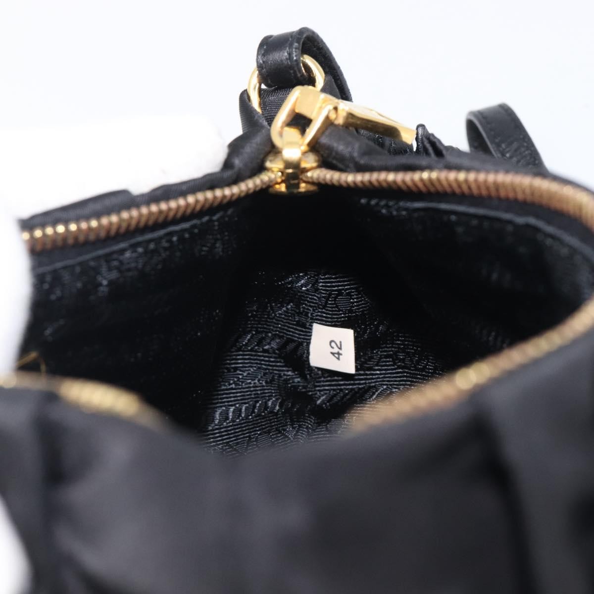 Prada Bow Wristlet Tessuto Black Nylon Clutche & Pouche Bag (Pre-Owned)