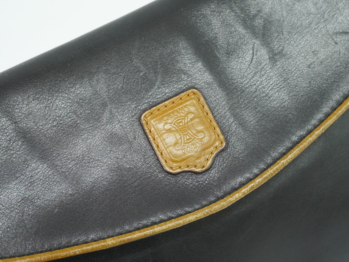 Celine Flap Shoulder Leather Black Leather Shoulder Bag Bag (Pre-Owned)