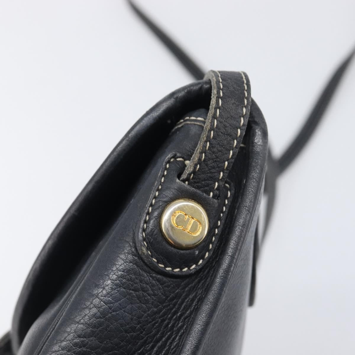 Christian Dior Vintage Cd Logo Leather Navy Leather Shoulder Bag Bag (Pre-Owned)
