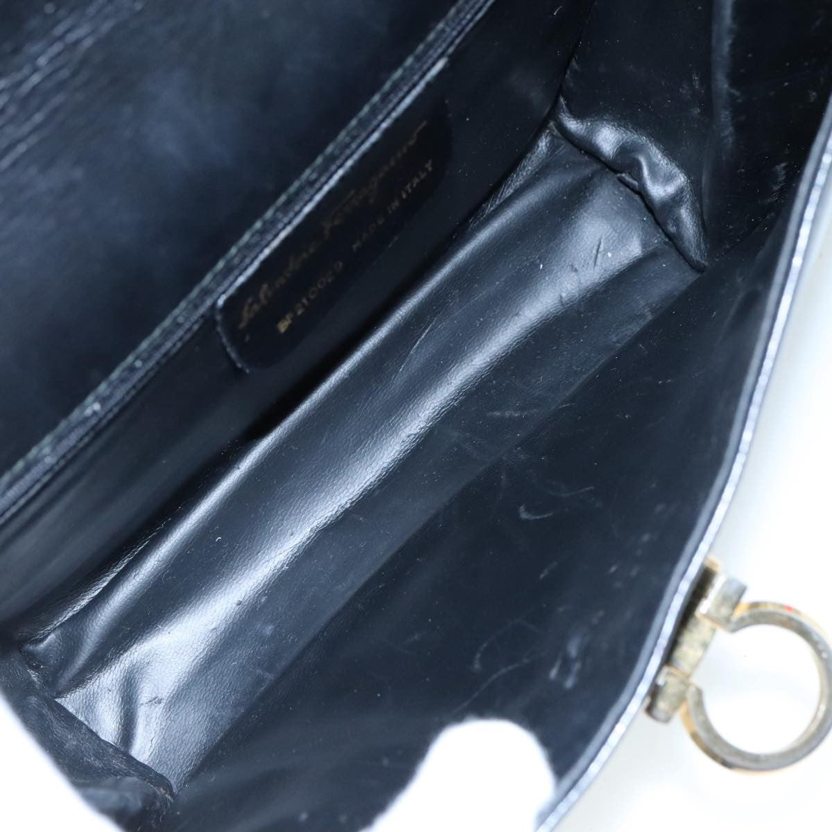 Salvatore Ferragamo Gancini Flap Leather Black Leather Shoulder Bag Bag (Pre-Owned)