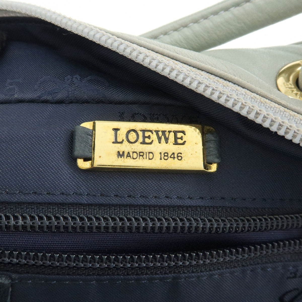 Loewe Anagram Leather Blue Leather Tote Bag Bag (Pre-Owned)