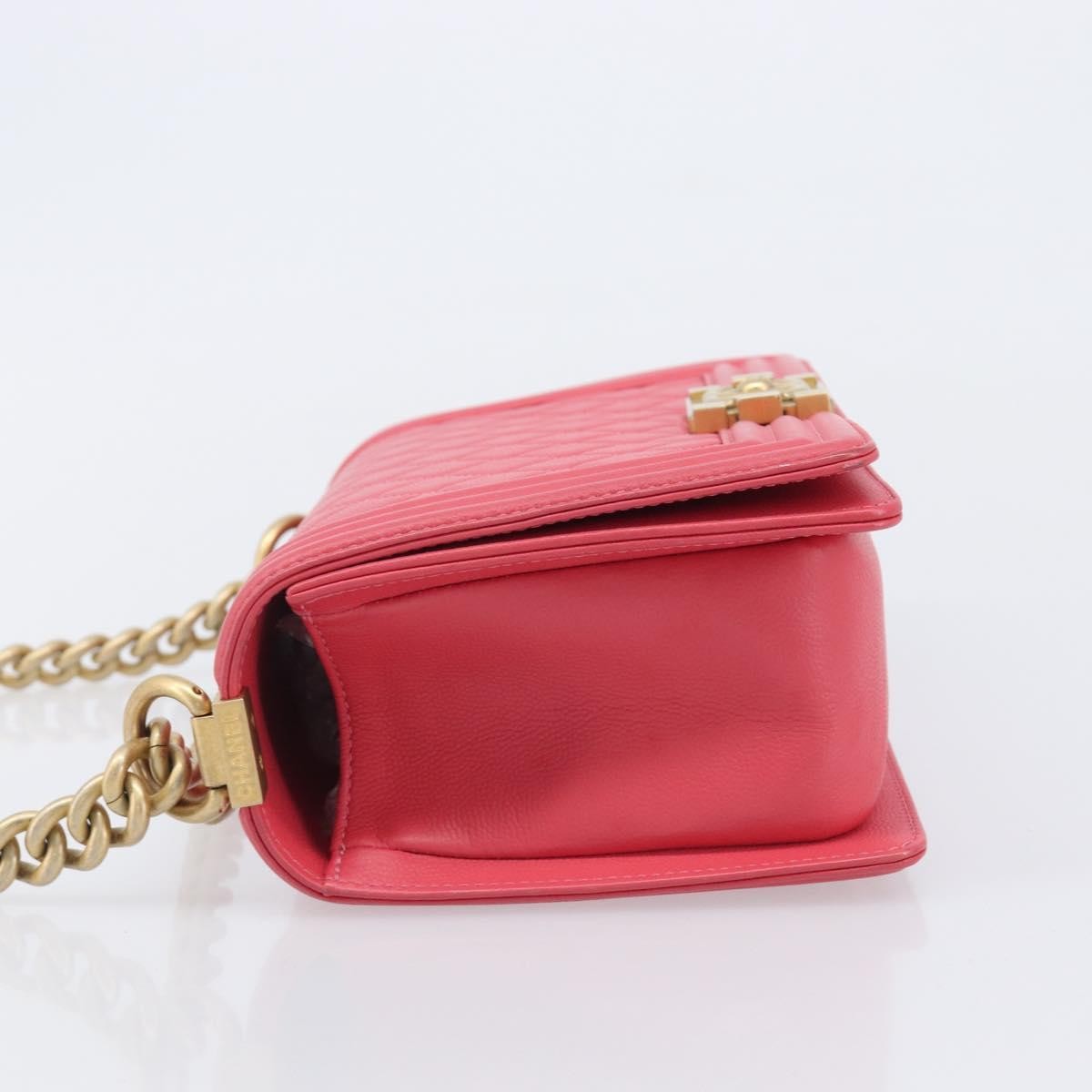Chanel Boy Flap Quilted Lambskin Pink Leather Shoulder Bag Bag (Pre-Owned)