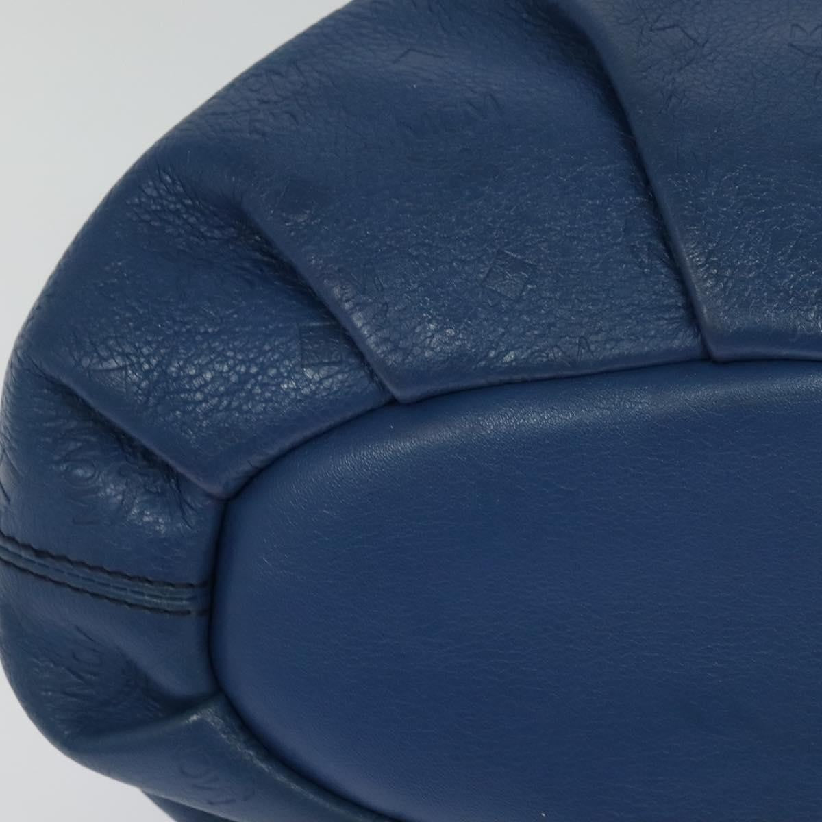 MCM Visetos Logogramme Leather Blue Leather Handbag (Pre-Owned)