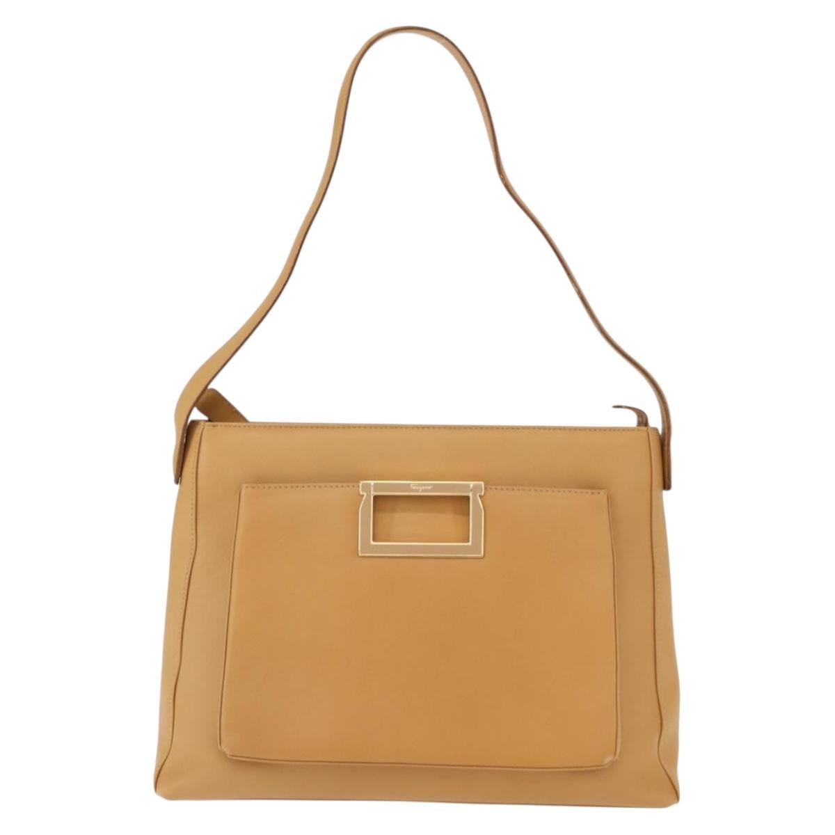 Salvatore Ferragamo Vintage Leather Beige Leather Bag (Pre-Owned)