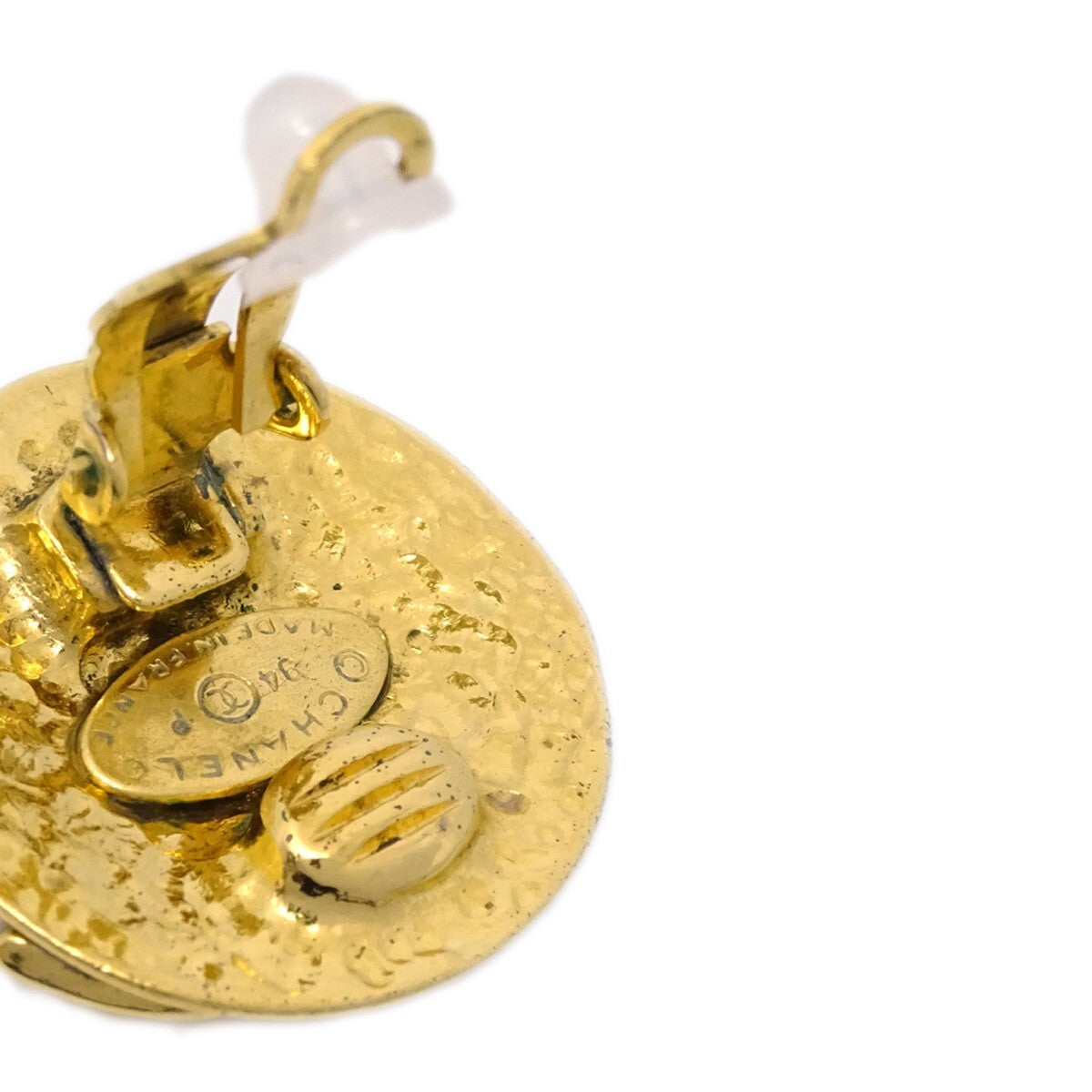 Chanel Vintage Cc Round Clip-On Metal Gold Gold_Plated Earrings Jewelry (Pre-Owned)