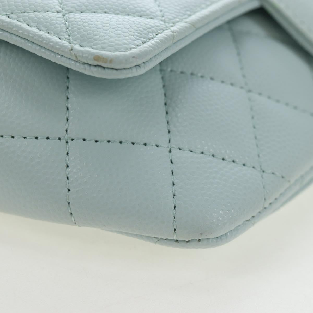 Chanel Classic Sunglasses Case With Chain Quilted Caviar Blue Calfskin Clutche & Pouche Bag (Pre-Owned)