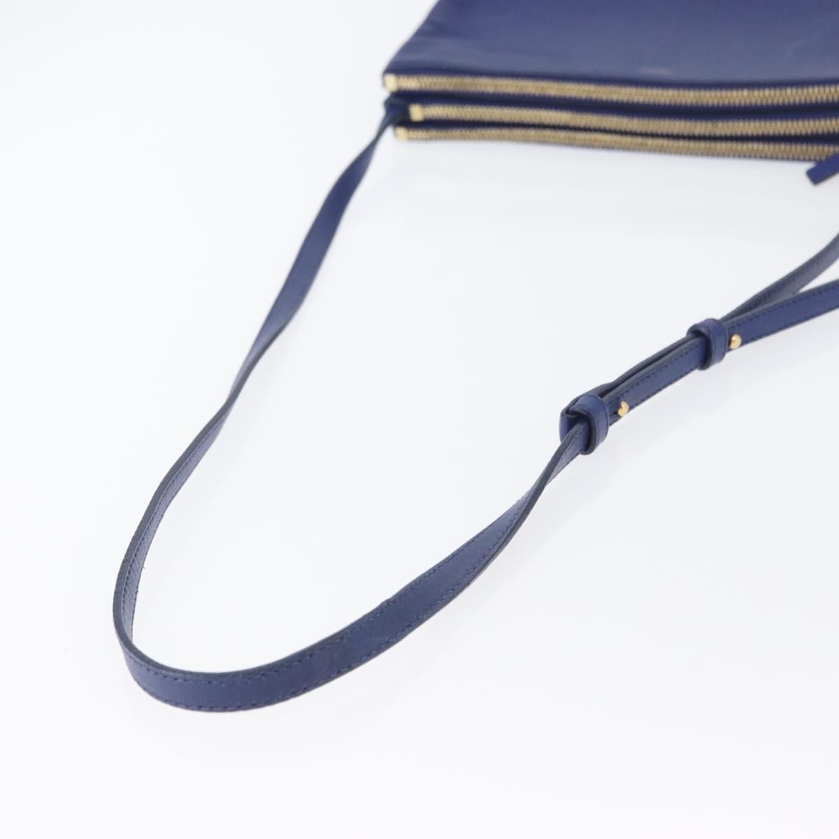 Celine Trio Leather Blue Leather Shoulder Bag Bag (Pre-Owned)