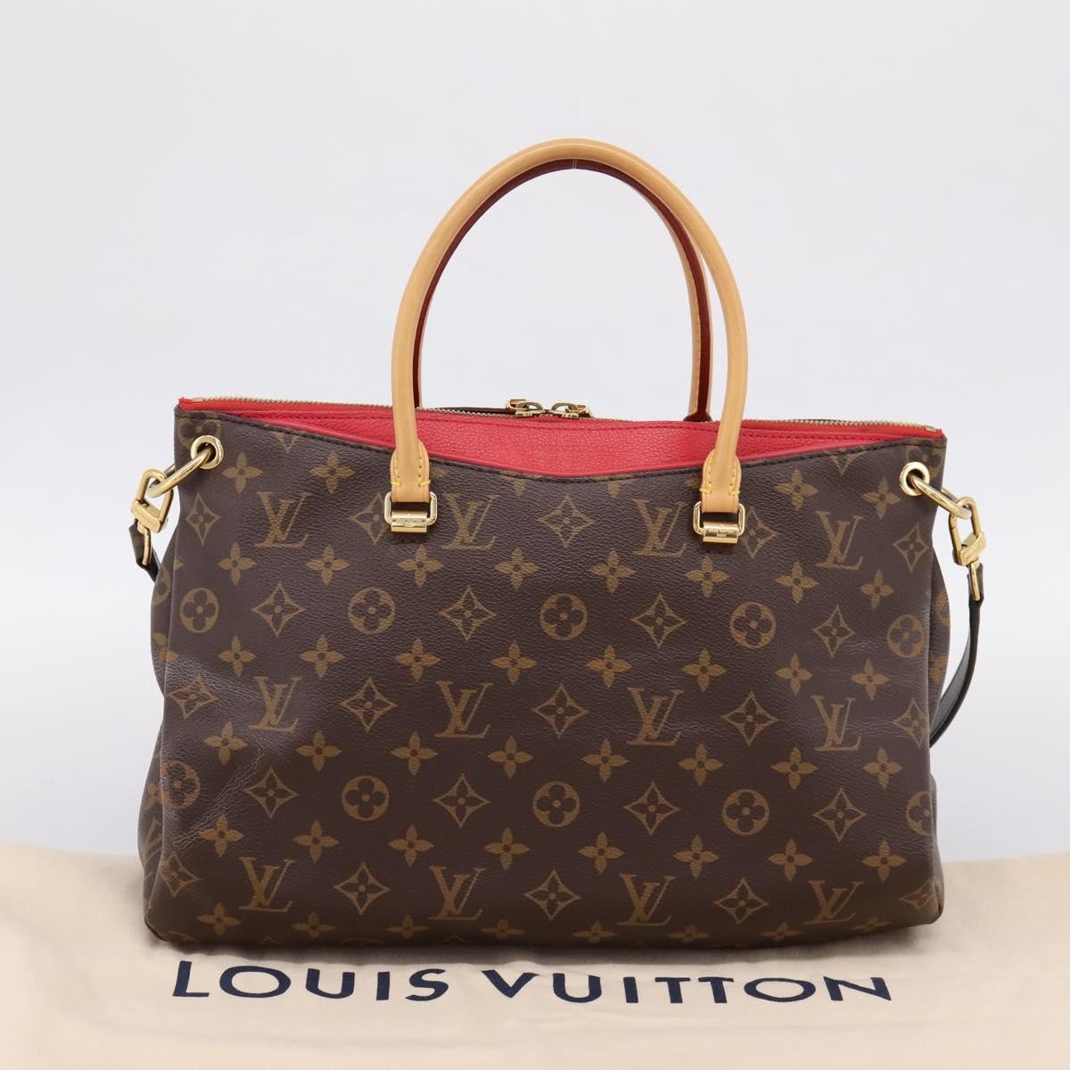 Louis Vuitton Pallas Monogram Canvas With Leather Brown Canvas Tote Bag Bag (Pre-Owned)