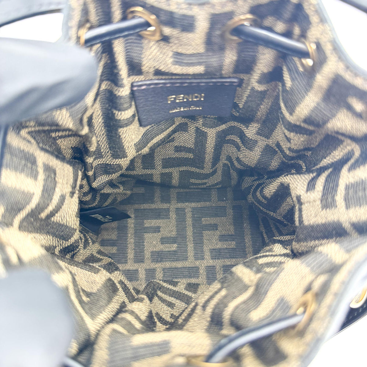 Fendi Mon Tresor Bucket Zucca Quilted Silk Black Canvas Handbag (Pre-Owned)