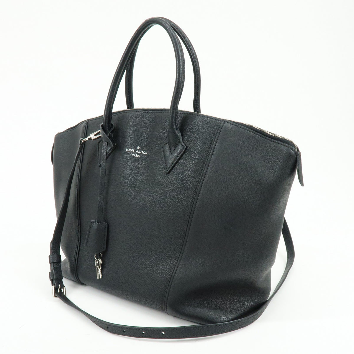 Louis Vuitton Soft Lockit Leather Black Leather Handbag (Pre-Owned)