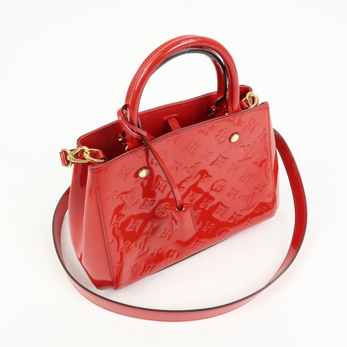 Louis Vuitton Montaigne Monogram Vernis Red Patent_Leather Handbag (Pre-Owned)