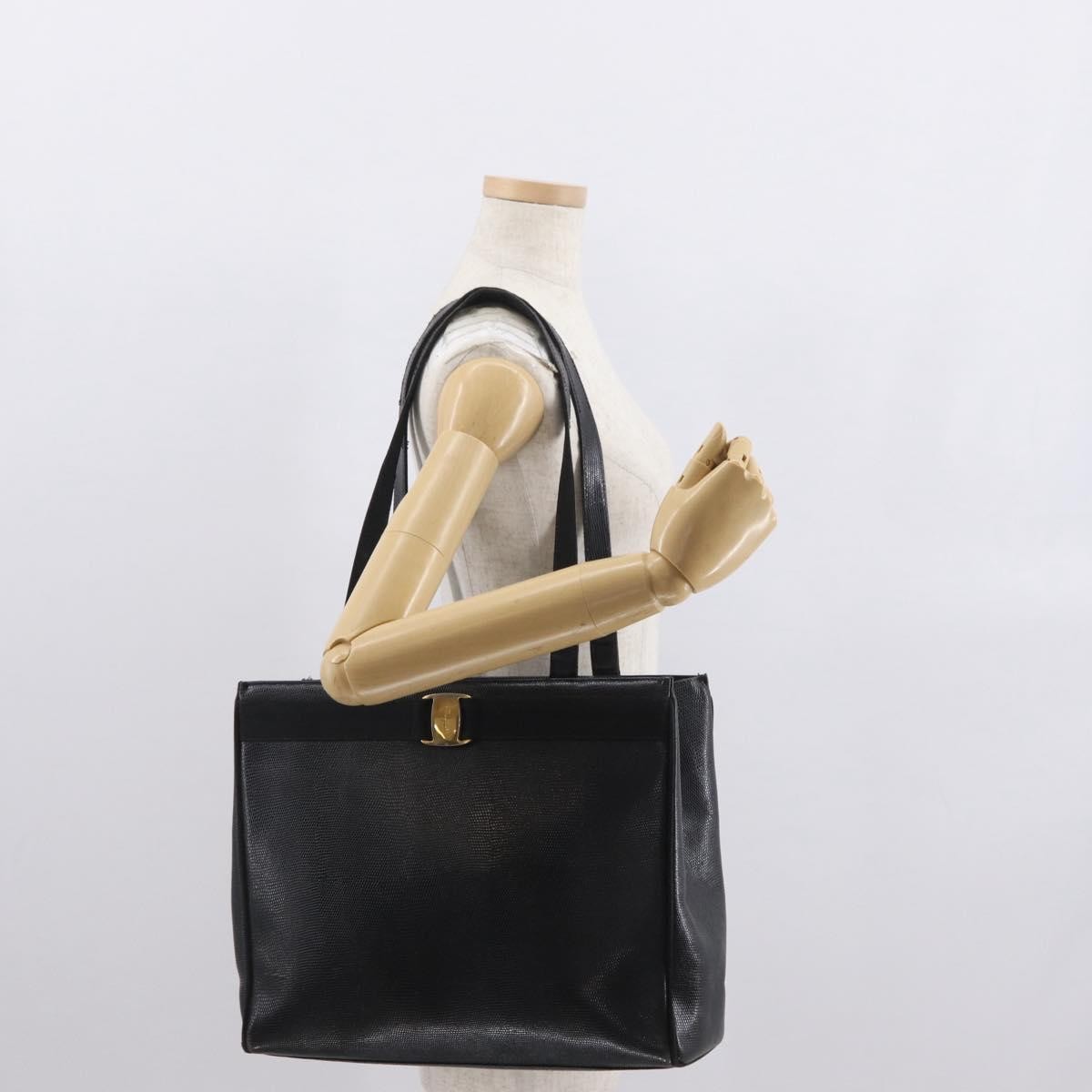 Salvatore Ferragamo Vara Tote Leather Black Leather Tote Bag Bag (Pre-Owned)