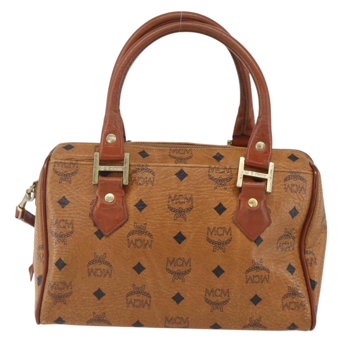 MCM Visetos Logogramme Leather Brown Leather Handbag (Pre-Owned)