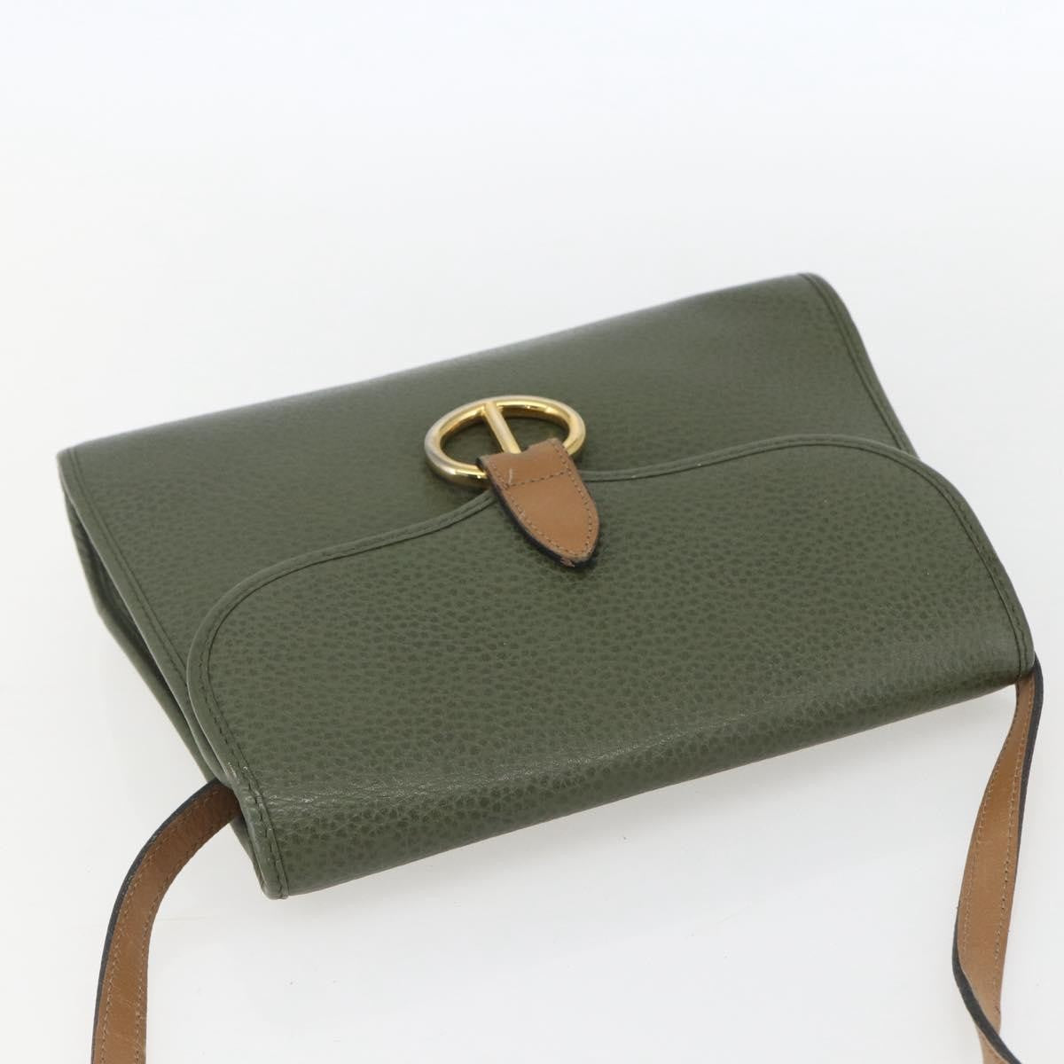 Christian Dior Vintage Leather Khaki Leather Shoulder Bag Bag (Pre-Owned)