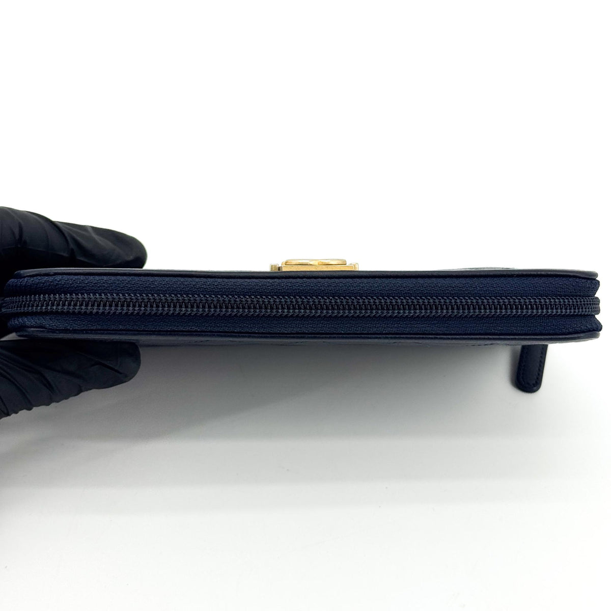 Chanel Boy Zip Around Quilted Caviar Black Leather Wallets Accessory (Pre-Owned)