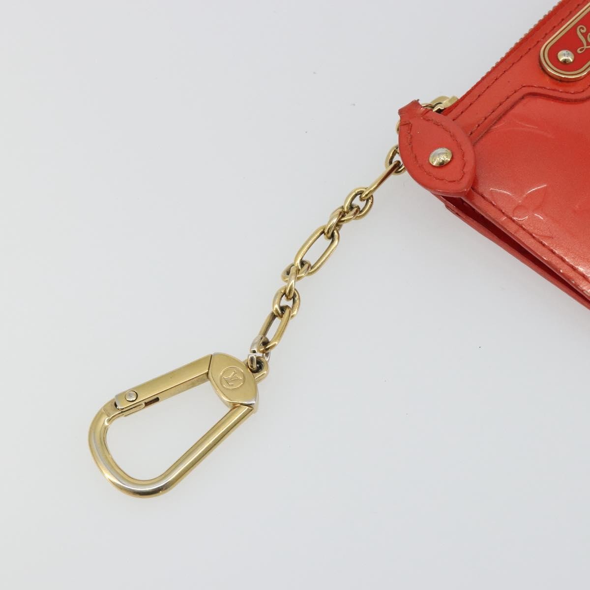 Louis Vuitton Pochette Clés Nm Monogram Vernis Patent Leather Orange Patent_Leather Wallets Accessory (Pre-Owned)