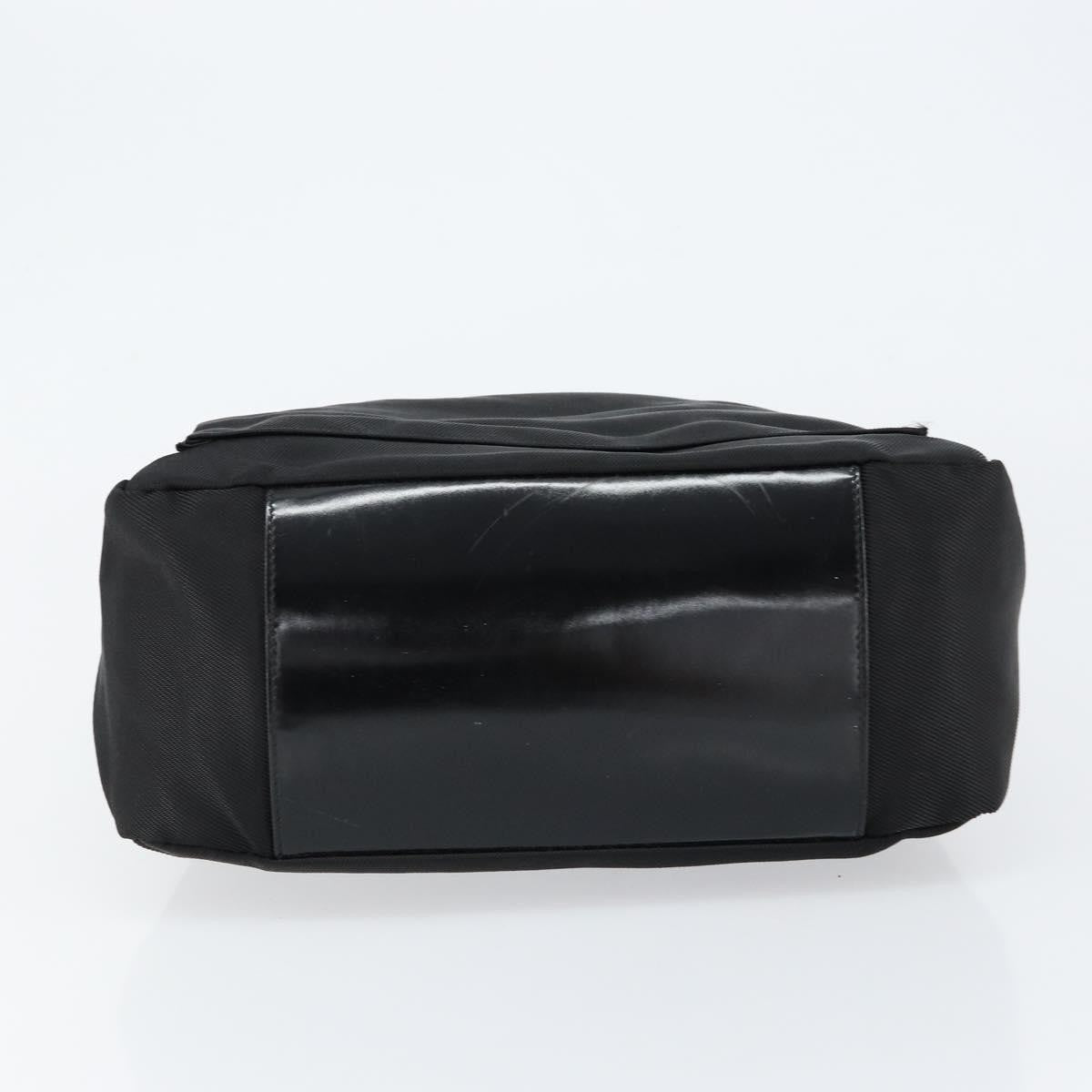 Gucci Vintage Bamboo Handle Nylon Black Nylon Handbag (Pre-Owned)