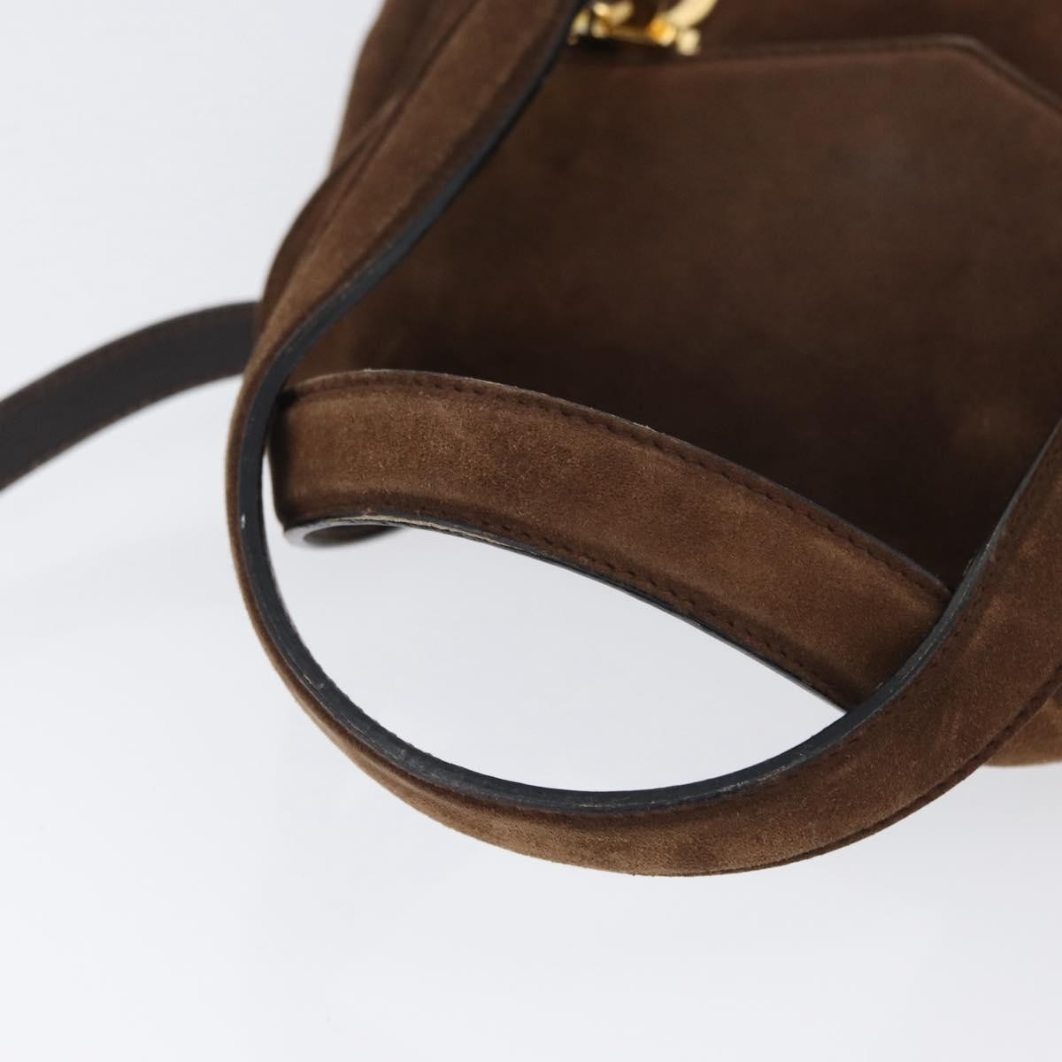 Salvatore Ferragamo Gancini Suede Brown Suede Shoulder Bag Bag (Pre-Owned)