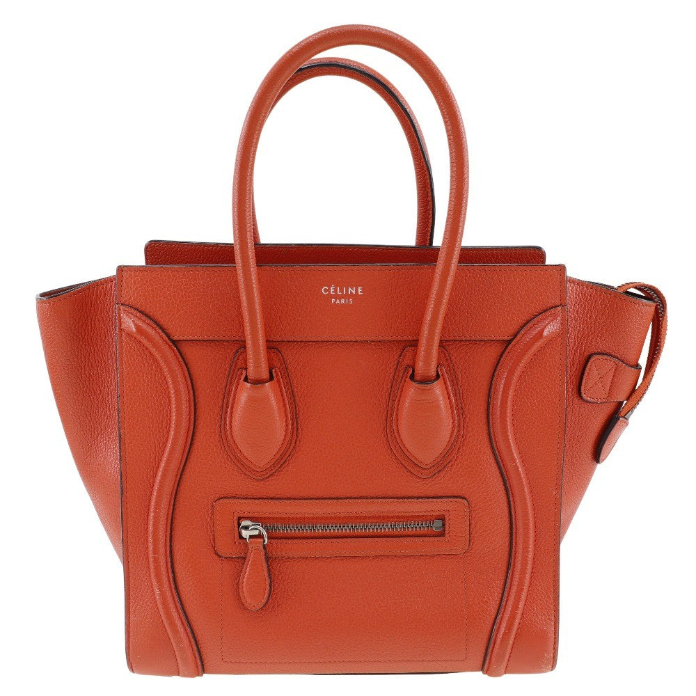 Celine Luggage Grainy Leather Red Calfskin Handbag (Pre-Owned)