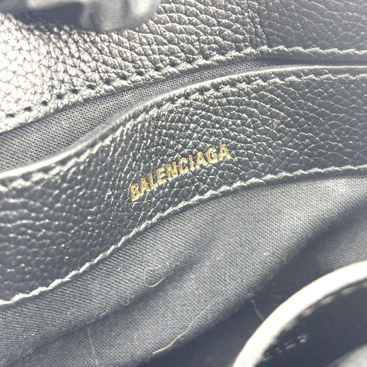 Balenciaga Logo Ville Leather Black Leather Handbag (Pre-Owned)