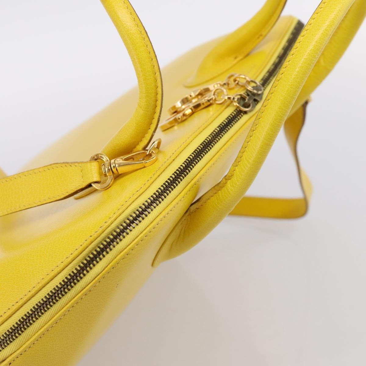 Salvatore Ferragamo Gancini Leather Yellow Leather Handbag (Pre-Owned)