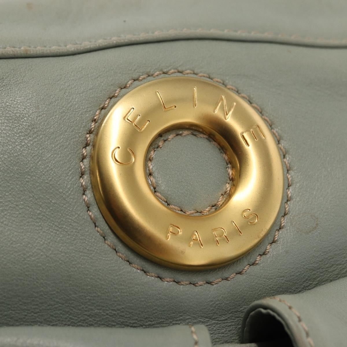 Celine Circle Logo Leather Green Leather Shoulder Bag Bag (Pre-Owned)
