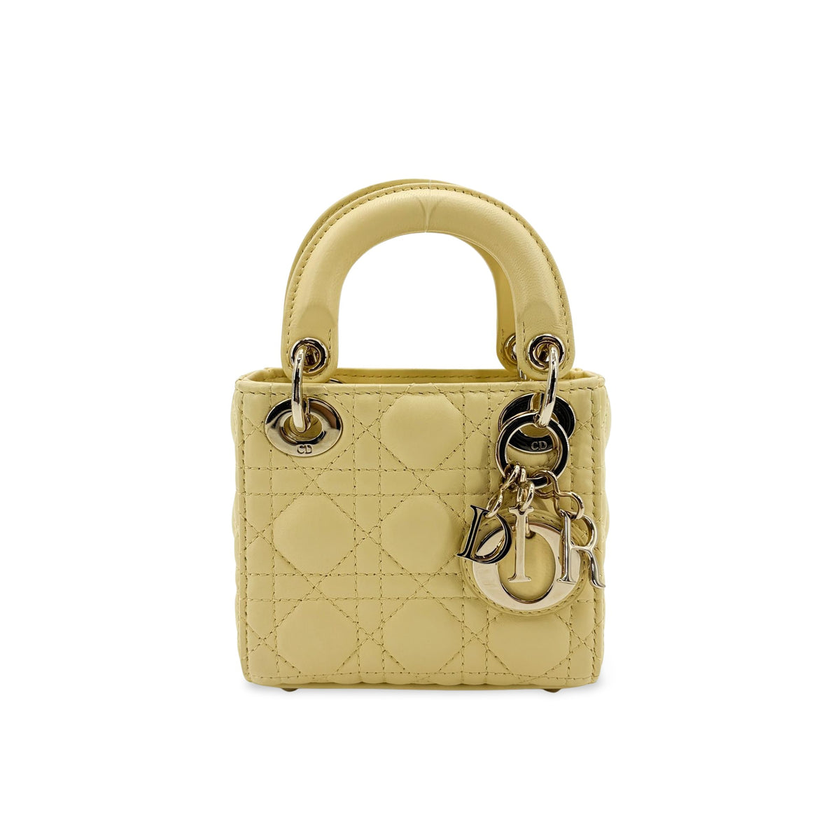 Christian Dior Lady Dior Lambskin Yellow Lamb Handbag (Pre-Owned)