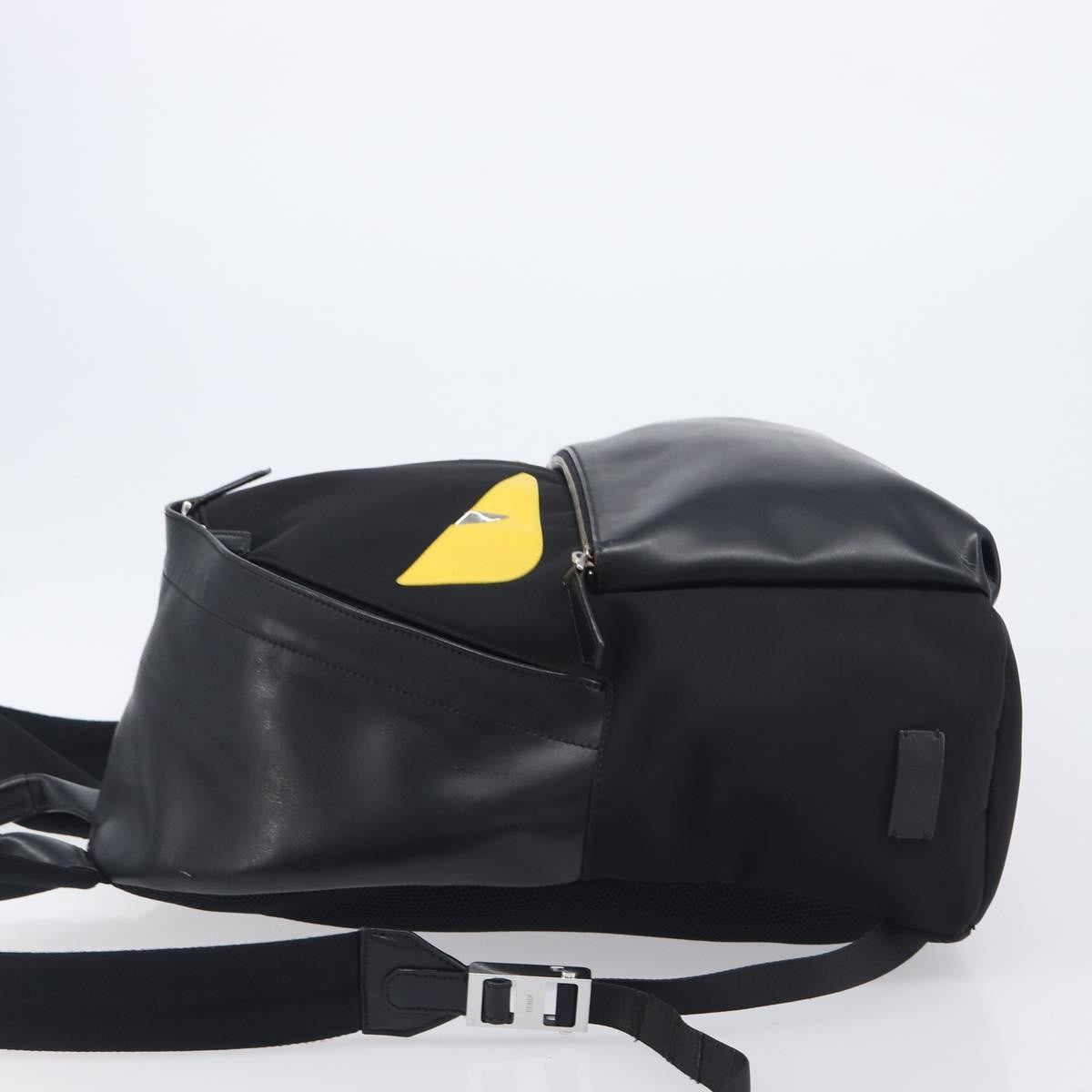 Fendi Monster Nylon With Leather Black Leather Backpack Bag (Pre-Owned)