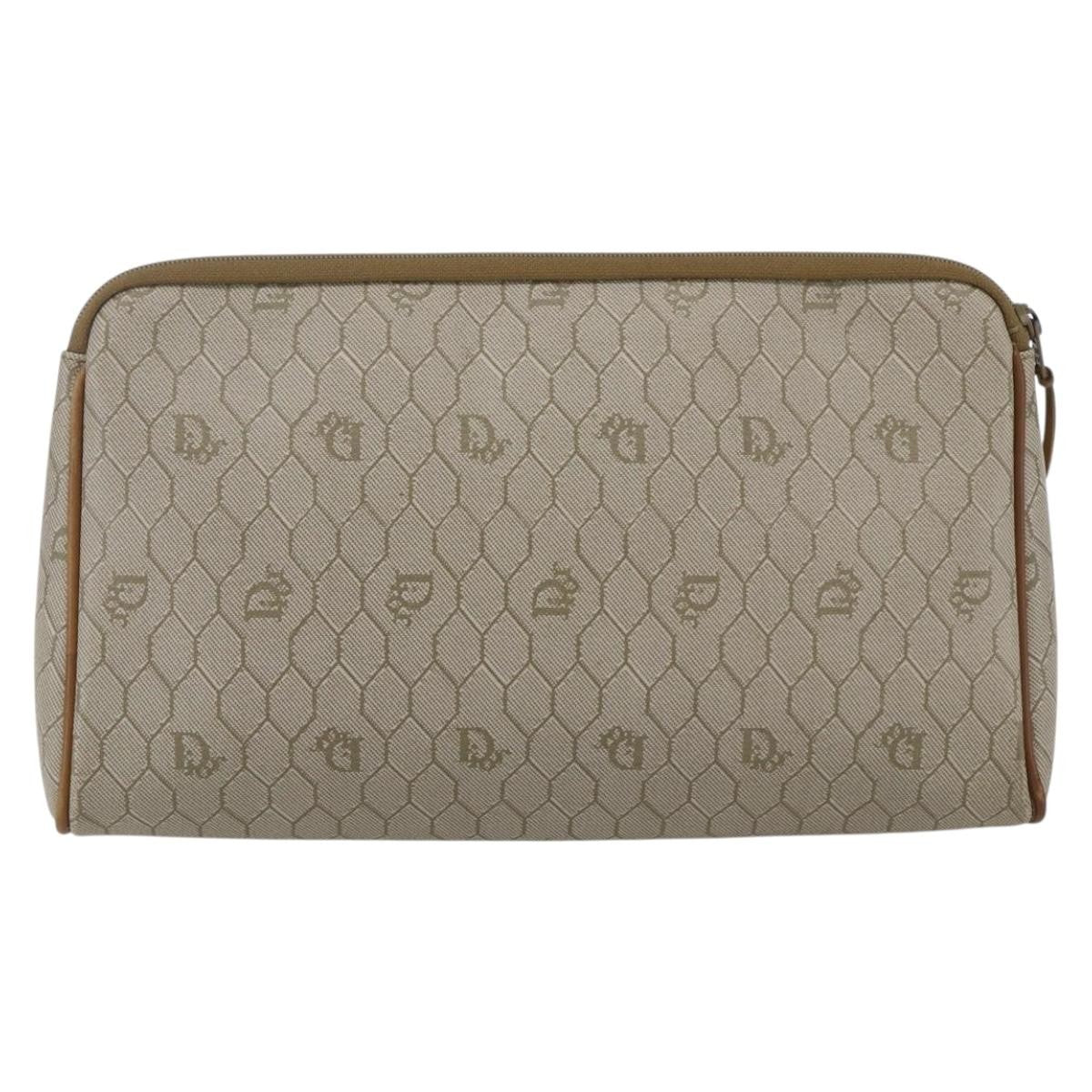 Christian Dior Vintage Honeycomb Clutch Canvas Beige Canvas Clutche & Pouche Bag (Pre-Owned)