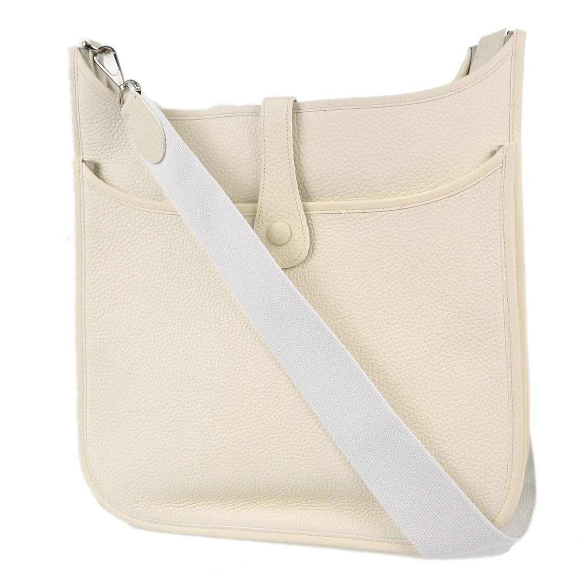 Hermes Evelyne Bag Gen Iii Clemence White Calfskin Shoulder Bag Bag (Pre-Owned)