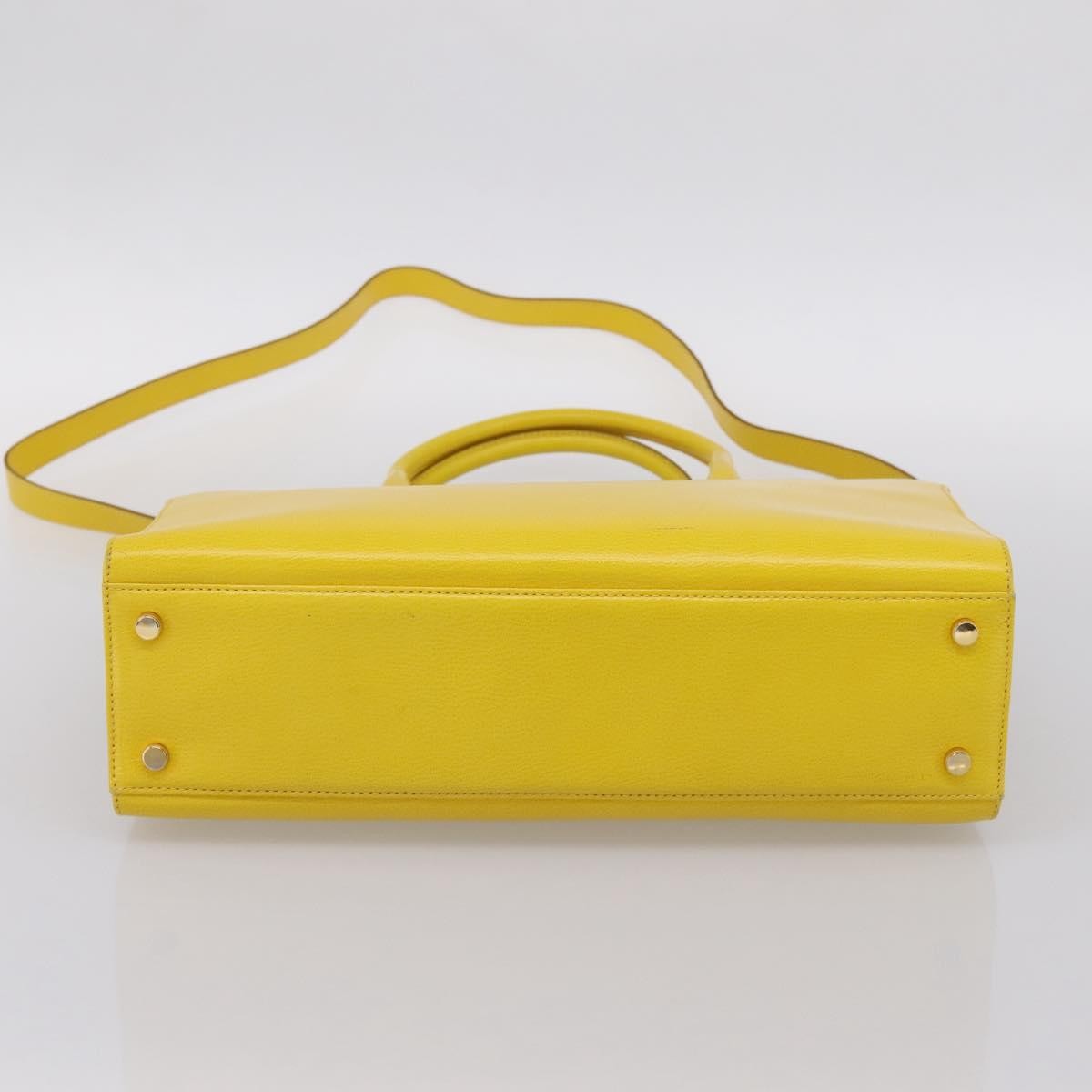 Salvatore Ferragamo Gancini Leather Yellow Leather Handbag (Pre-Owned)