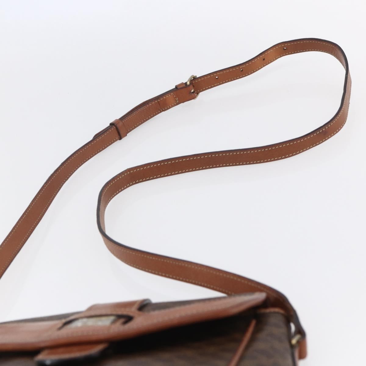 Celine Vintage Macadam Canvas And Leather Brown Canvas Shoulder Bag Bag (Pre-Owned)