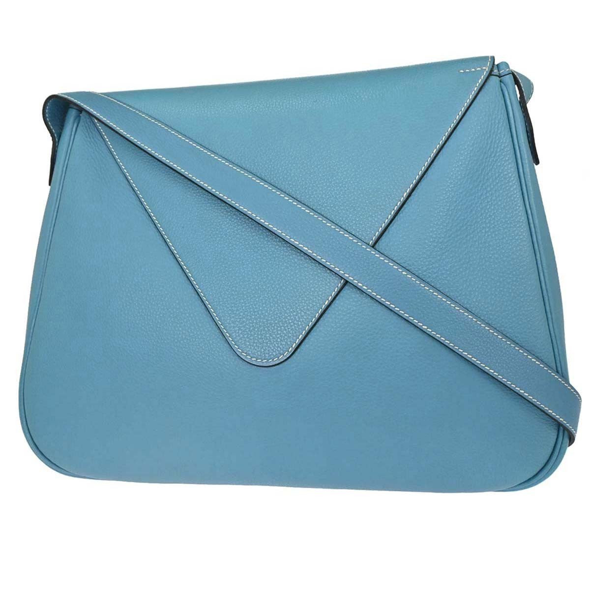 Hermes Christine Leather Blue Leather Handbag (Pre-Owned)
