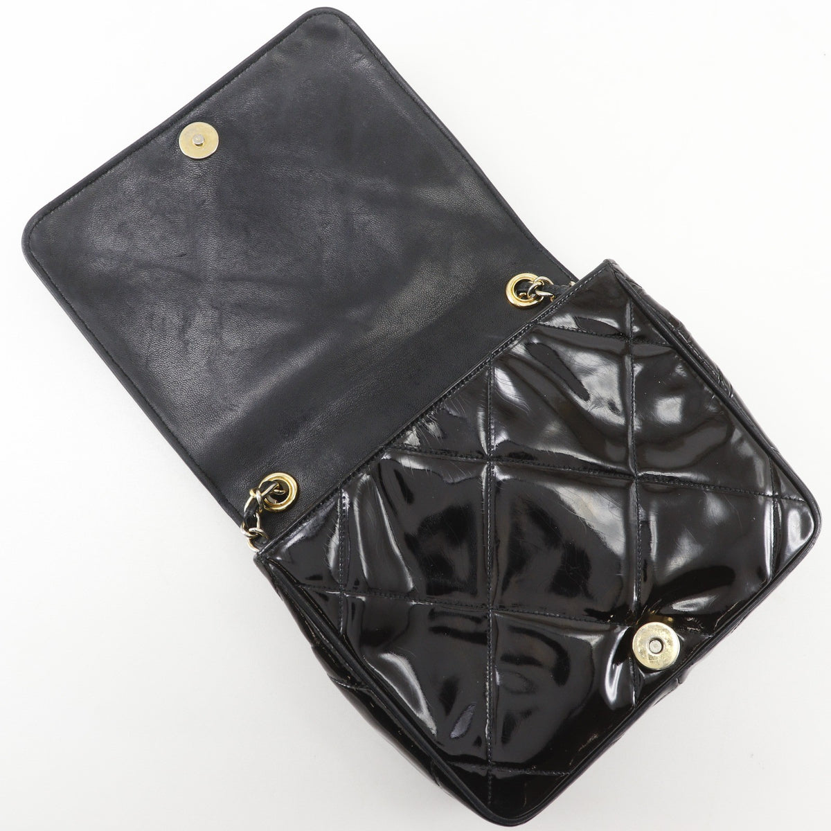 Chanel Flap Shoulder Leather Black Patent_Leather Shoulder Bag Bag (Pre-Owned)