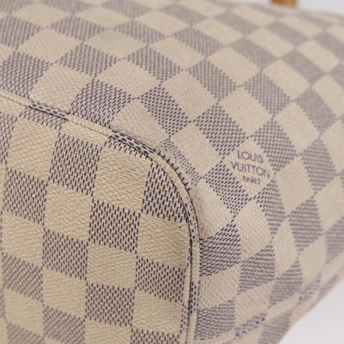 Louis Vuitton Neverfull Damier White Canvas Tote Bag Bag (Pre-Owned)