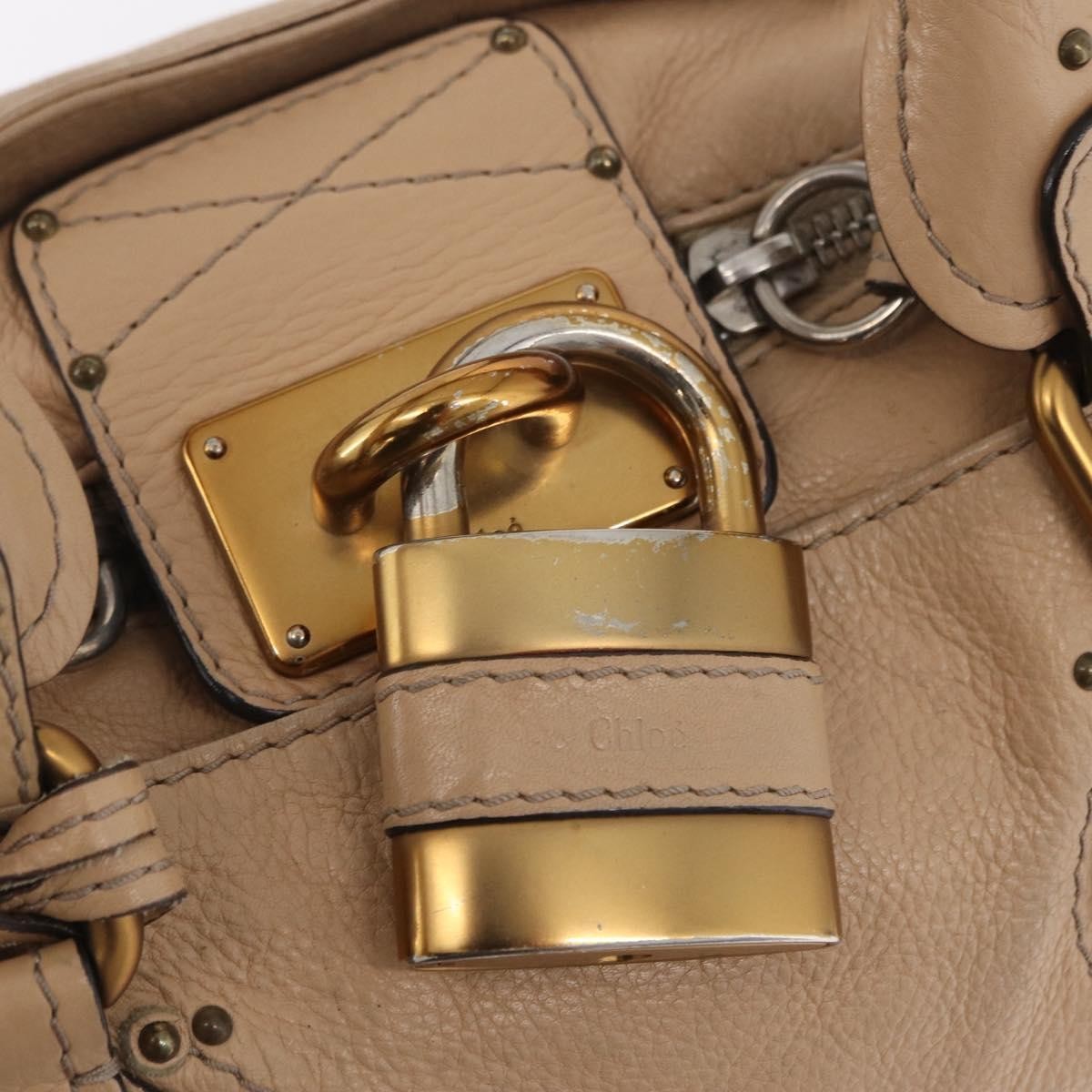 Chloe Paddington Lock Leather Beige Leather Handbag (Pre-Owned)