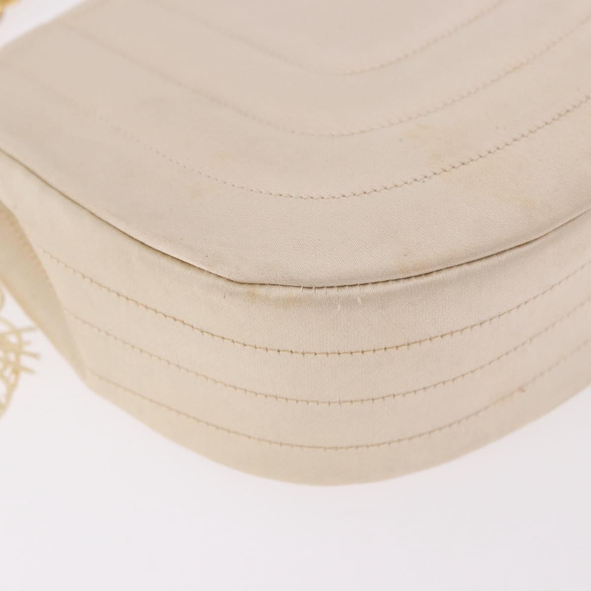 Chanel Vintage Round Flap Satin Beige Satin Shoulder Bag Bag (Pre-Owned)