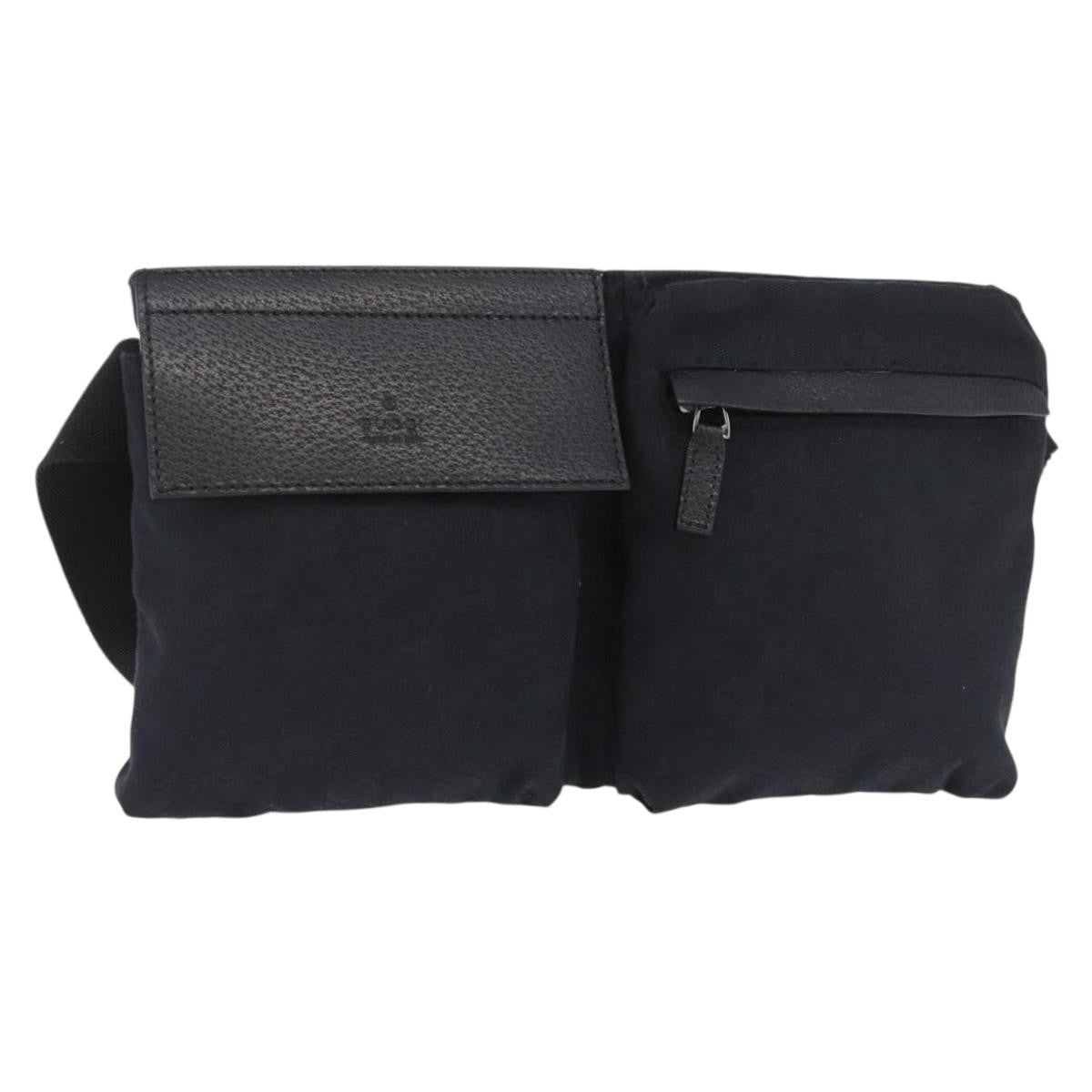Gucci Vintage Double Web Belt Canvas Black Canvas Shoulder Bag Bag (Pre-Owned)