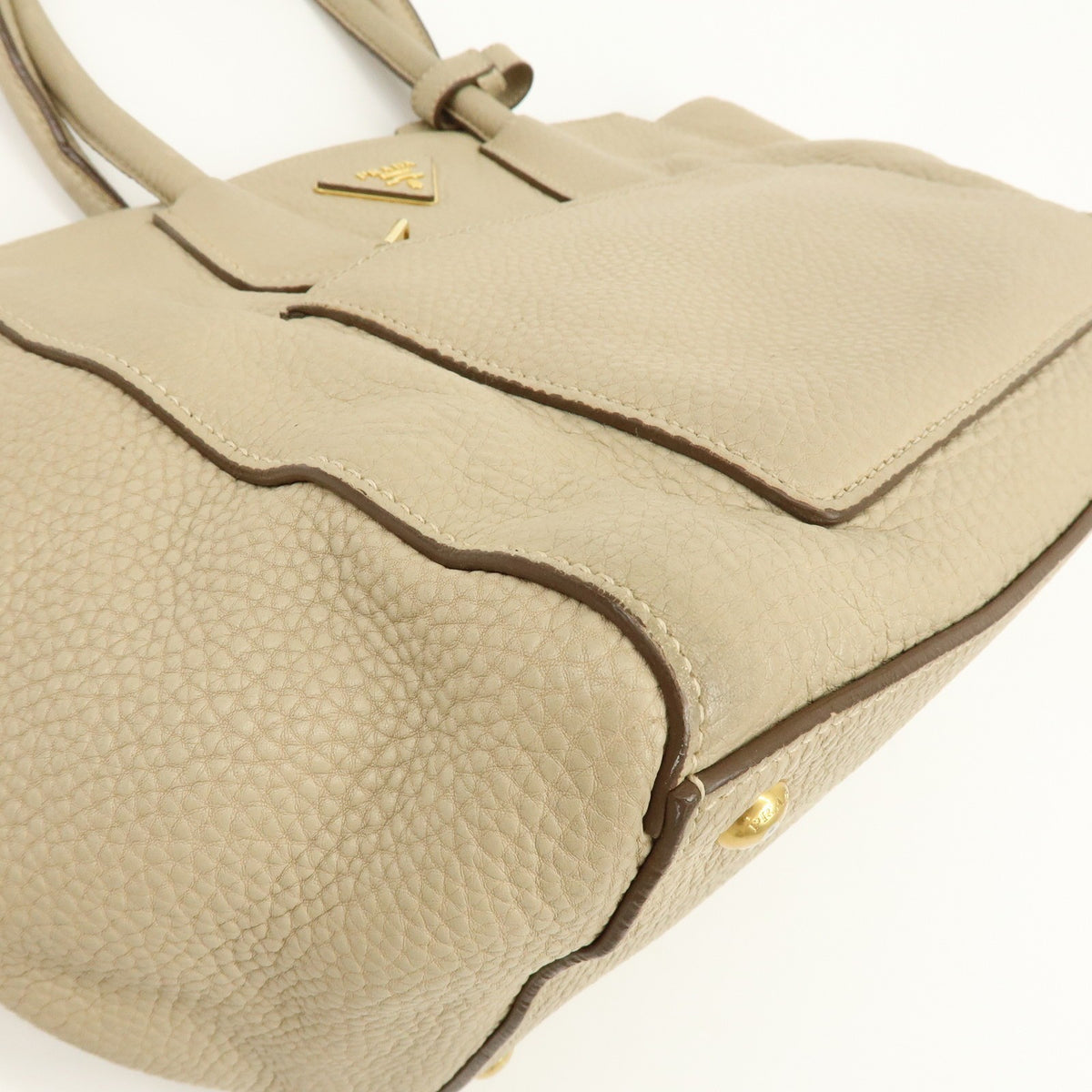 Prada Front Pocket Wing Convertible Vitello Daino Beige Leather Tote Bag Bag (Pre-Owned)