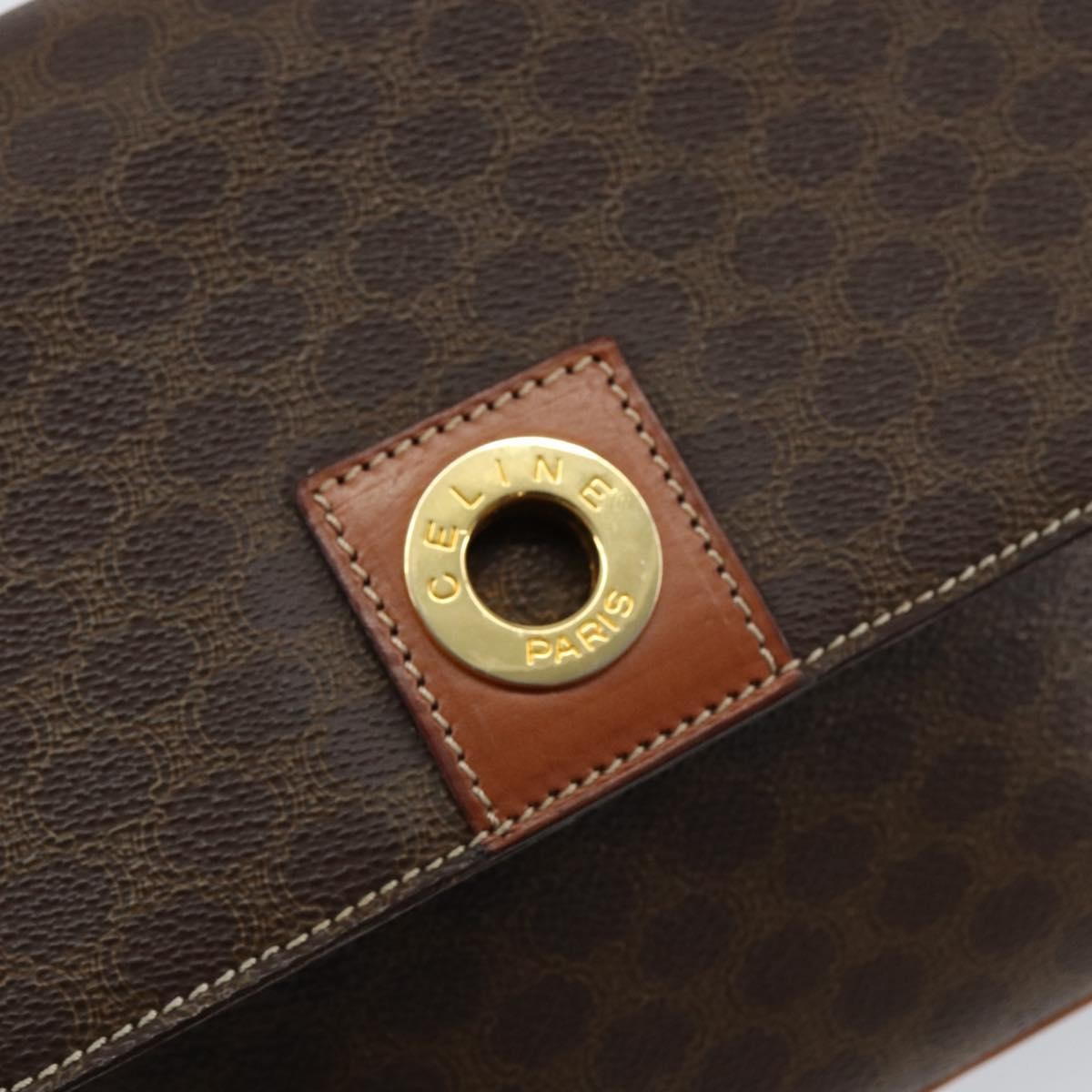 Celine Vintage Macadam Circle Logo Canvas And Leather Brown Canvas Shoulder Bag Bag (Pre-Owned)