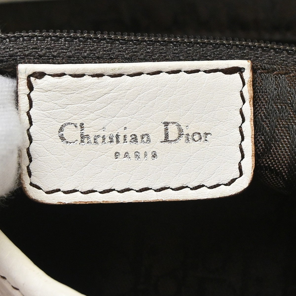 Christian Dior Vintage Saddle Leather White Leather Shoulder Bag Bag (Pre-Owned)