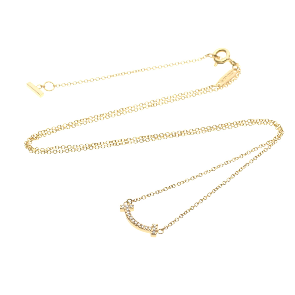 Tiffany & Co. T Smile Pendant 18K Rose Gold And Diamonds Gold Pink_Gold Necklace Jewelry (Pre-Owned)