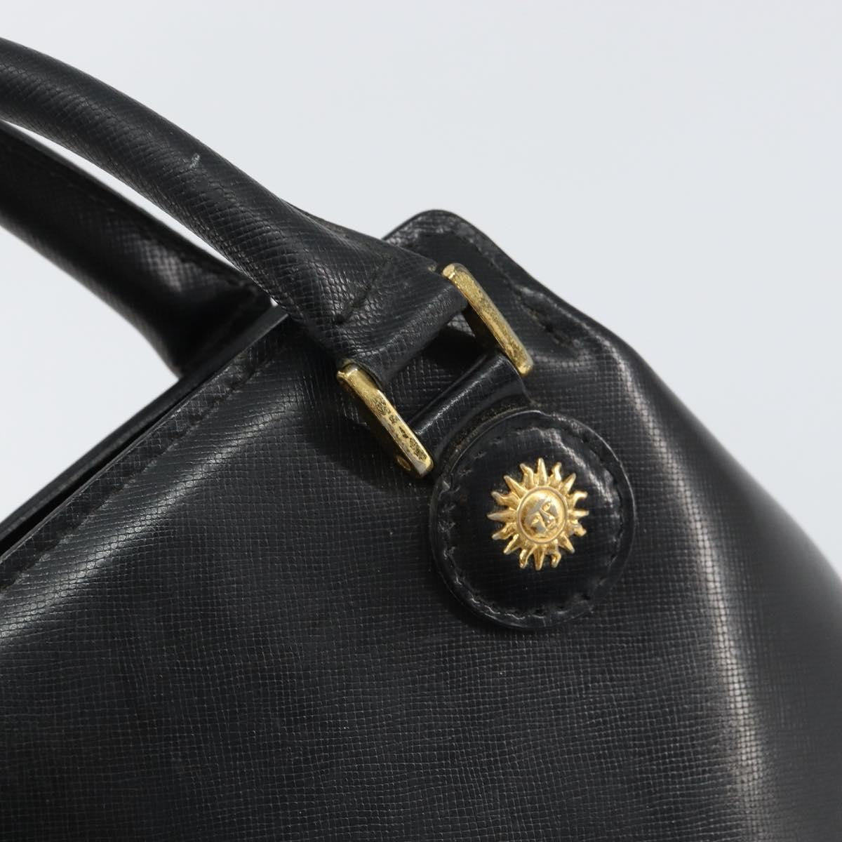 Versace Vintage Leather Black Leather Handbag (Pre-Owned)