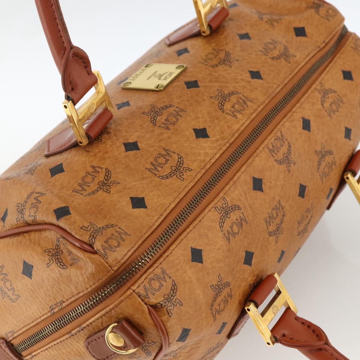 MCM Visetos Logogramme Leather Brown Leather Handbag (Pre-Owned)