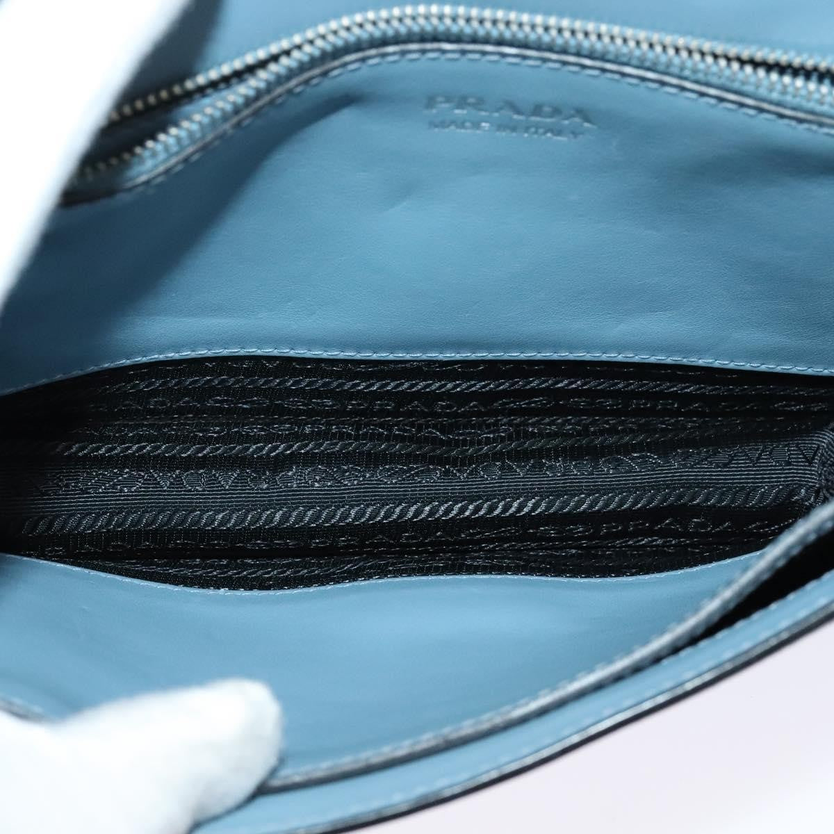Prada Elektra Studded Leather Blue Leather Shoulder Bag Bag (Pre-Owned)