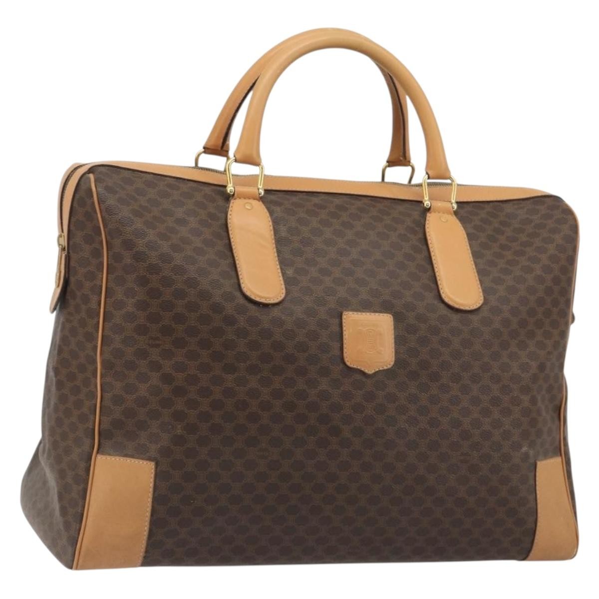 Celine Boston Macadam Canvas Brown Pvc Travel Bag Bag (Pre-Owned)