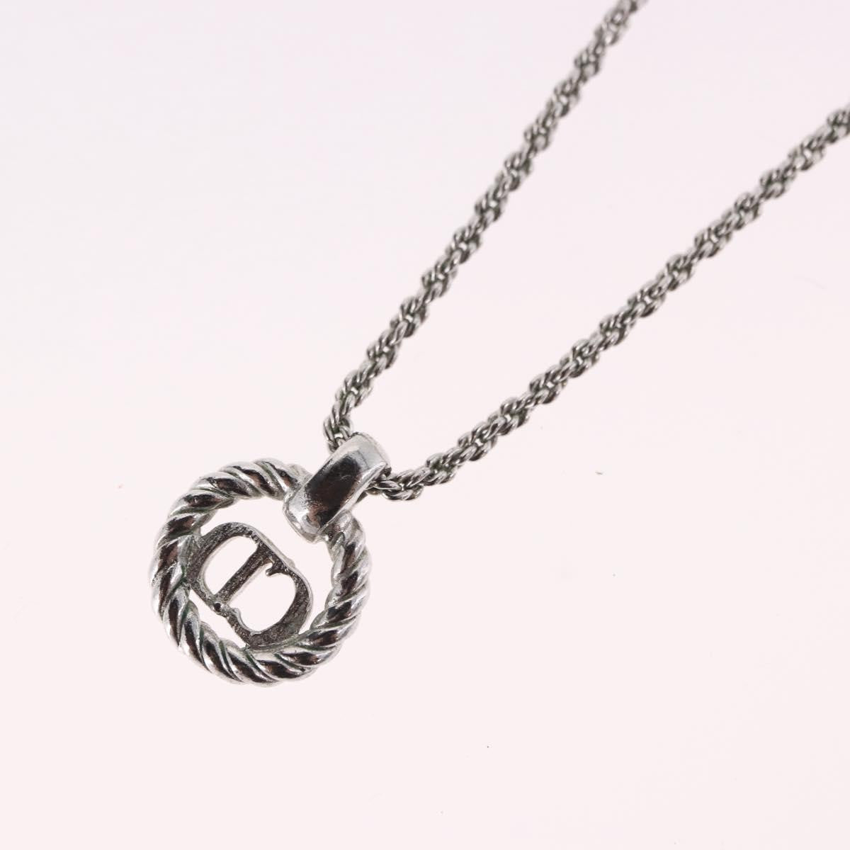 Christian Dior Vintage Circle Pendant Metal Silver Metal Necklace Jewelry (Pre-Owned)