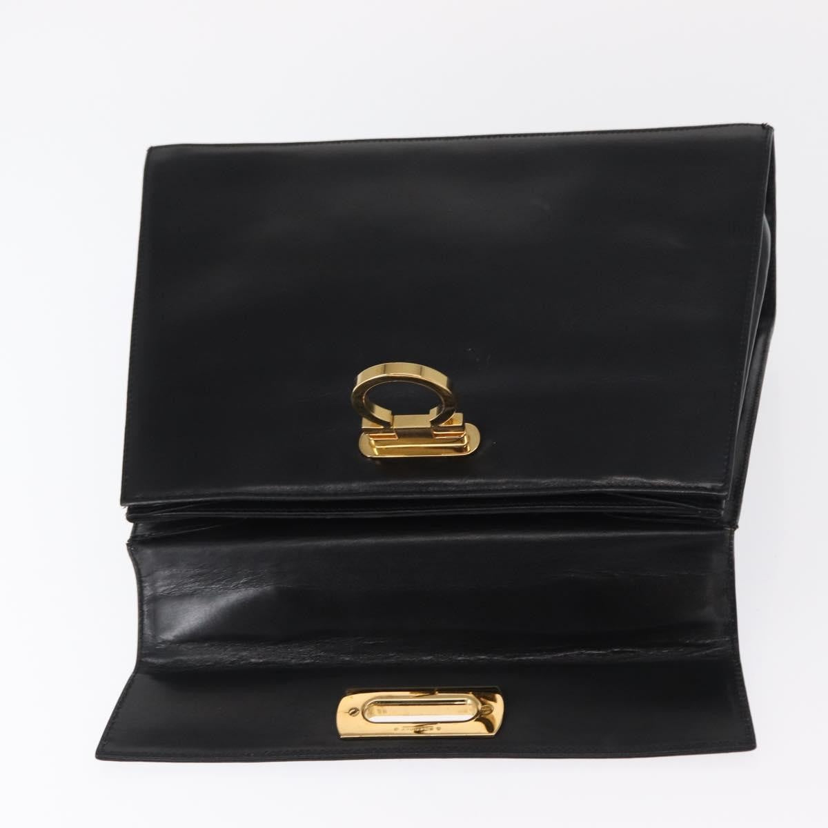 Salvatore Ferragamo Convertible Top Handle Leather Black Leather Handbag (Pre-Owned)