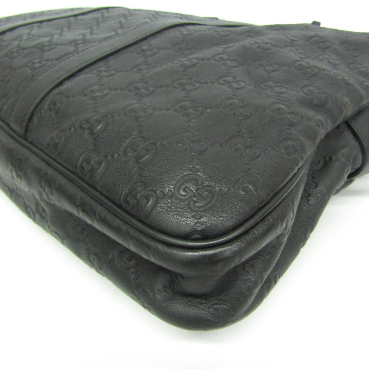 Gucci Convertible Guccissima Leather Black Leather Briefcase Bag (Pre-Owned)